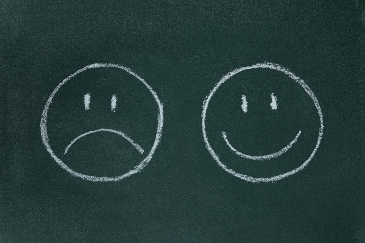 Smiley traurig lachend